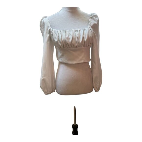 Princess Polly White Long Sleeve  Whimsy Crop Top‎ Blouse Size 6 - Picture 1 of 9